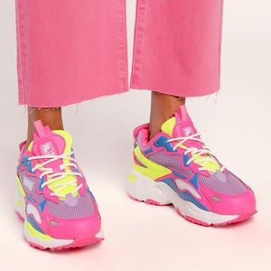 Fila Ray Tracer Apex Pink Multi Leather Color Block Chunky Sneakers Sz 9.5